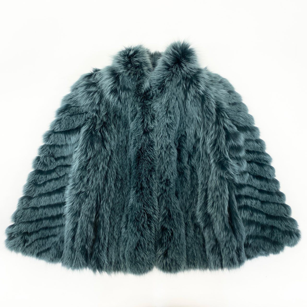 86j23 最高級毛皮 フォックスコート 毛皮コート ボリューム◎ レアカラー サイズ11 グリーン 染めフォックス レディースu02t