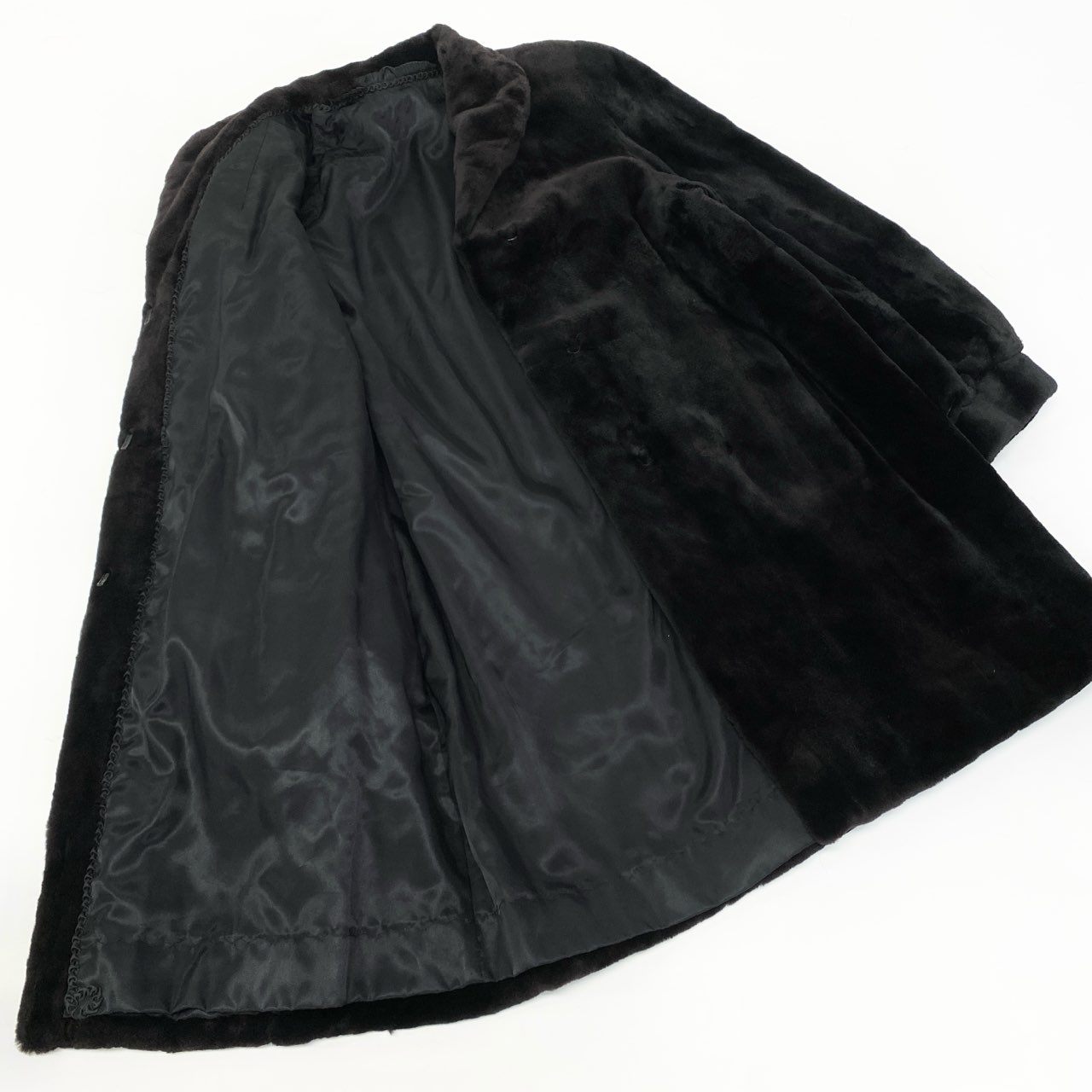 35a15 SAGA MINK サガミンク 銀サガ シェアードミンク ロングコート サイズF ダークブラウン 本毛皮 Shared Mink Fur Coatt18r