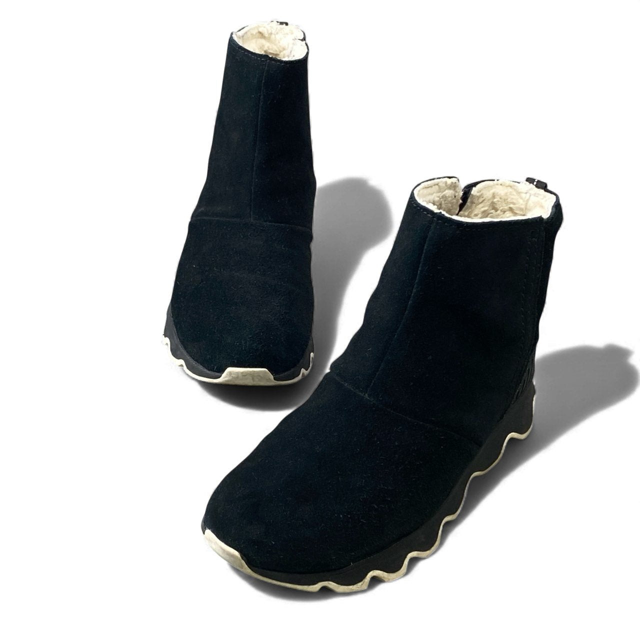 1k16 SOREL ソレル キネティックショート スノーブーツ 24cm ブラック スウェードレザー ボア シューズ レディースt18r