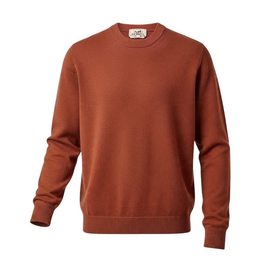 Mj13 【未使用タグ】 HERMES エルメス マイヨン シェーヌ ダンクル クルーネックセーター サイズM ブラウン系 カシミヤ100％ メンズu02t