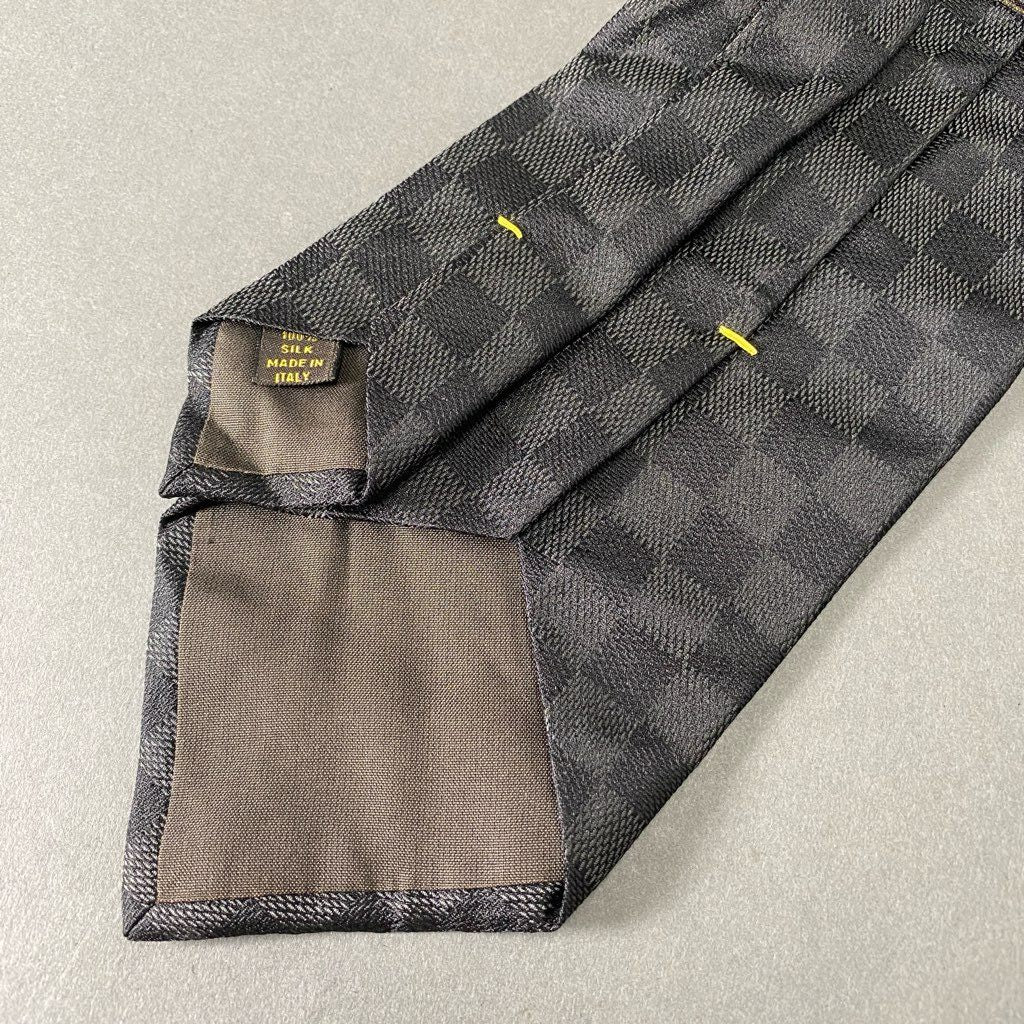 i105 LOUIS VUITTON ルイヴィトン ダミエ ネクタイ ブラック SILK 100％ イタリア製 ビジネス フォーマル