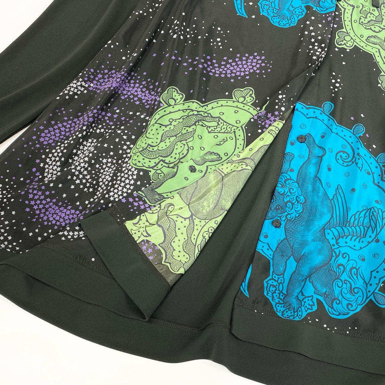 67k20《美品》 TOKUKO 1er VOL トクコプルミエヴォル チュニック カーディガン Aライン 異素材切替 9 カーキ グレー系 レディースu02t