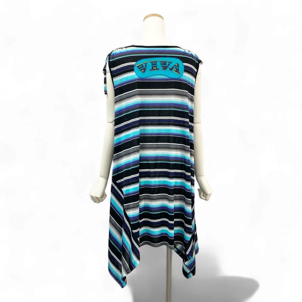 2k19 TOKUKO 1er VOL トクコプルミエヴォル ノースリーブワンピース ロングワンピース 裾変形デザイン ボーダー 9 ブルー系 レディースu02t