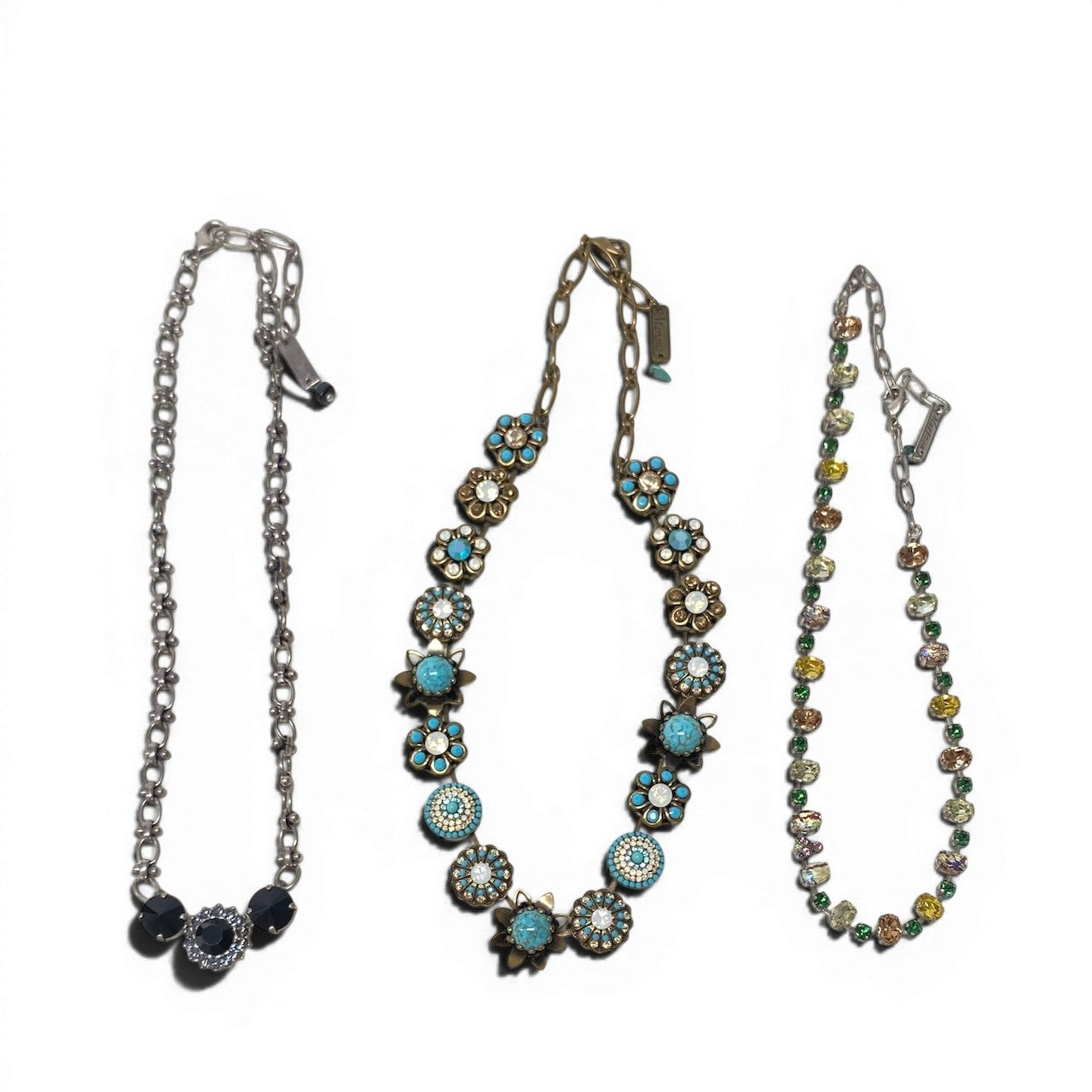 g16⑦ 《 3点セット 》 Mariana マリアナ 天然石 × クリスタル ビジューネックレス アクセサリー ジュエリー アンティークt18r
