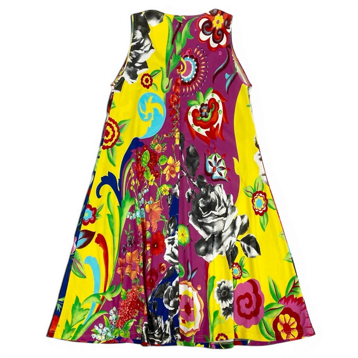 g13 【美品】Versace istante ノースリーブドレスワンピース 花柄 ストレッチ イタリア製 マルチカラー レディース 女性用k02i