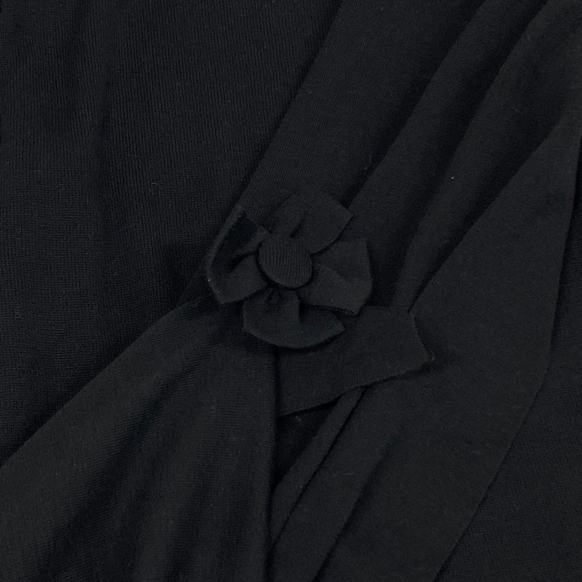 i21 Christian Dior ロングスリーブニットセーター リボンディテール Mサイズ ブラック ウール100％ レディース 女性用u02t