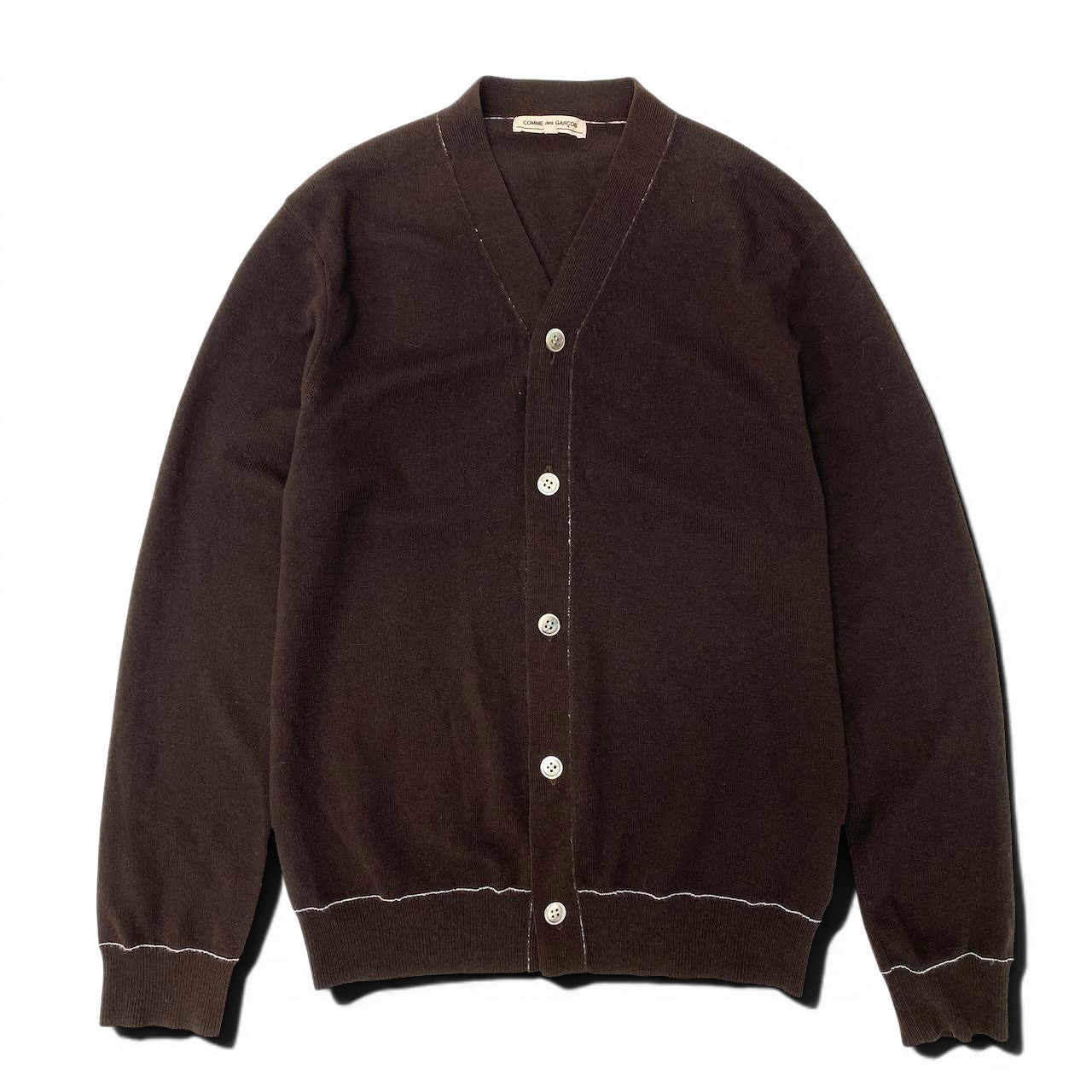 50e8 COMME des GARCONS コムデギャルソン ロングスリーブニットカーディガン Vネック トップス OT-N002 Mサイズ ブラウン ウール100％ メンズ 男性用u02t