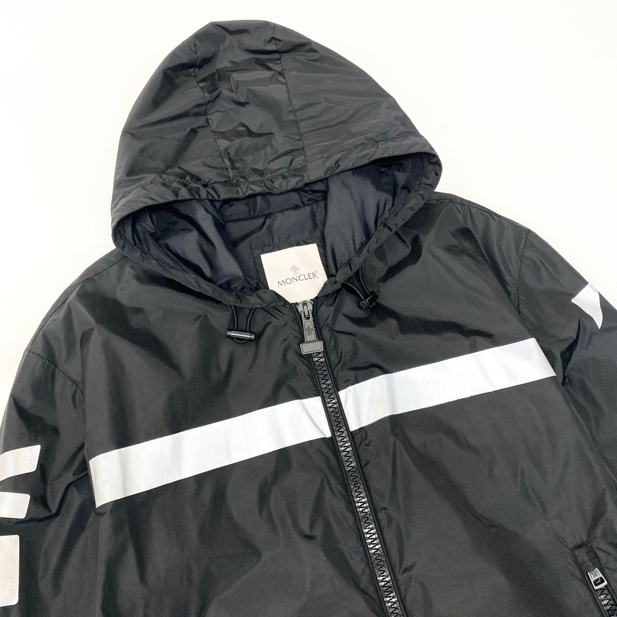 42e13 MONCLER モンクレール off-Whiteコラボ フーディーナイロンジャケット パーカー DIND-16-961 5サイズ ブラック ホワイト ナイロン100％ メンズ 男性用u02t