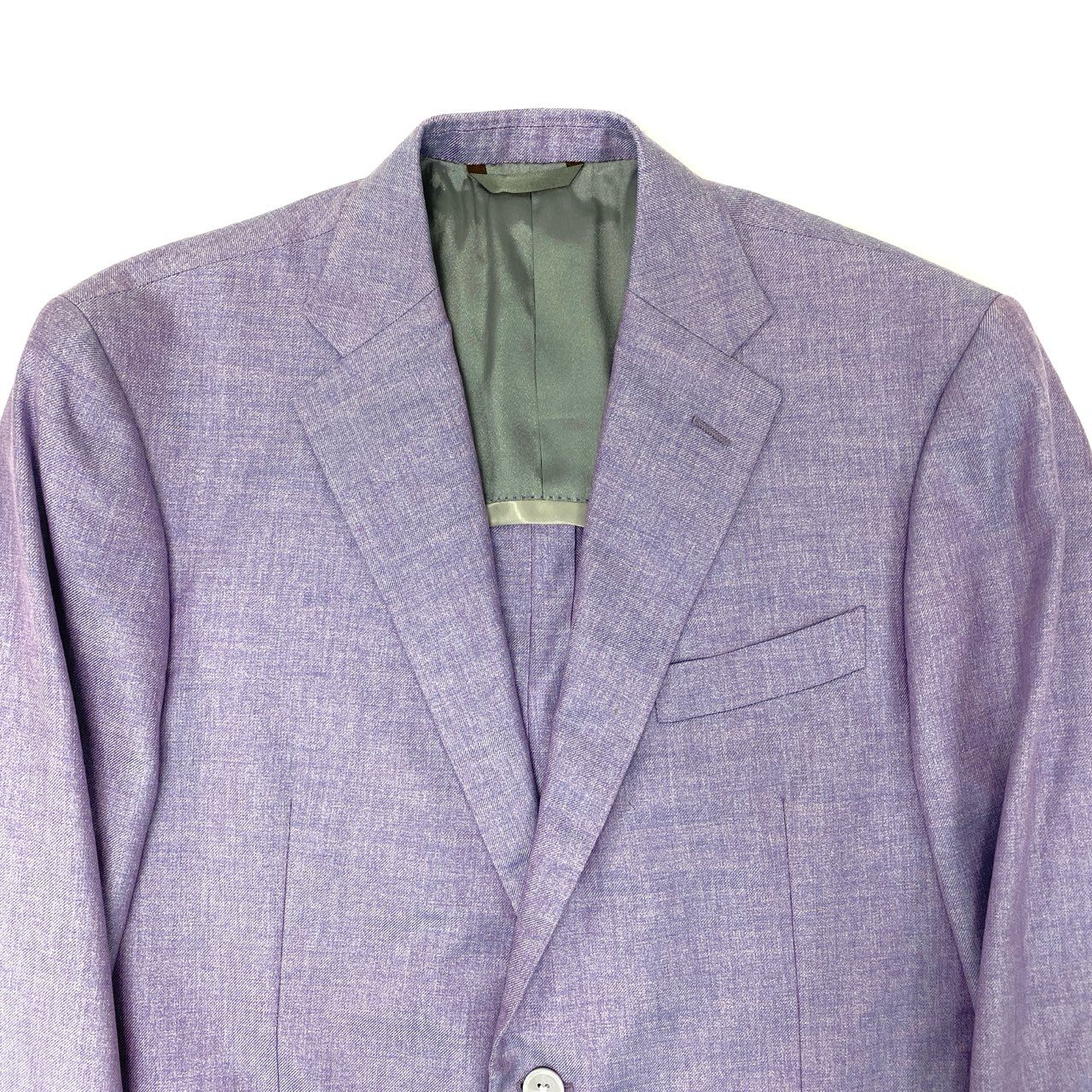 67L1 《美品》 mila schon ミラショーン テーラードジャケット シルクジャケット 背抜き シングル 2B メンズ 紳士服 48 パープル 絹100％u02t