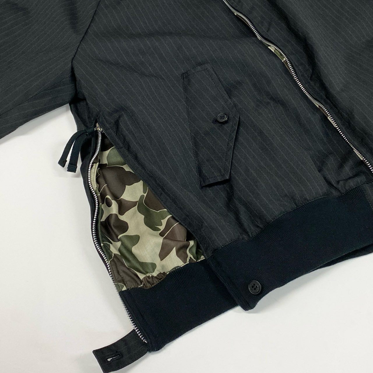 38b9 《極美品》 COMME des GARCONS HOMME コムデギャルソンオム 2022年 ヘリンボーン ストライプ スイングトップ ブルゾン HK-J006 S ブラック系 メンズk02i