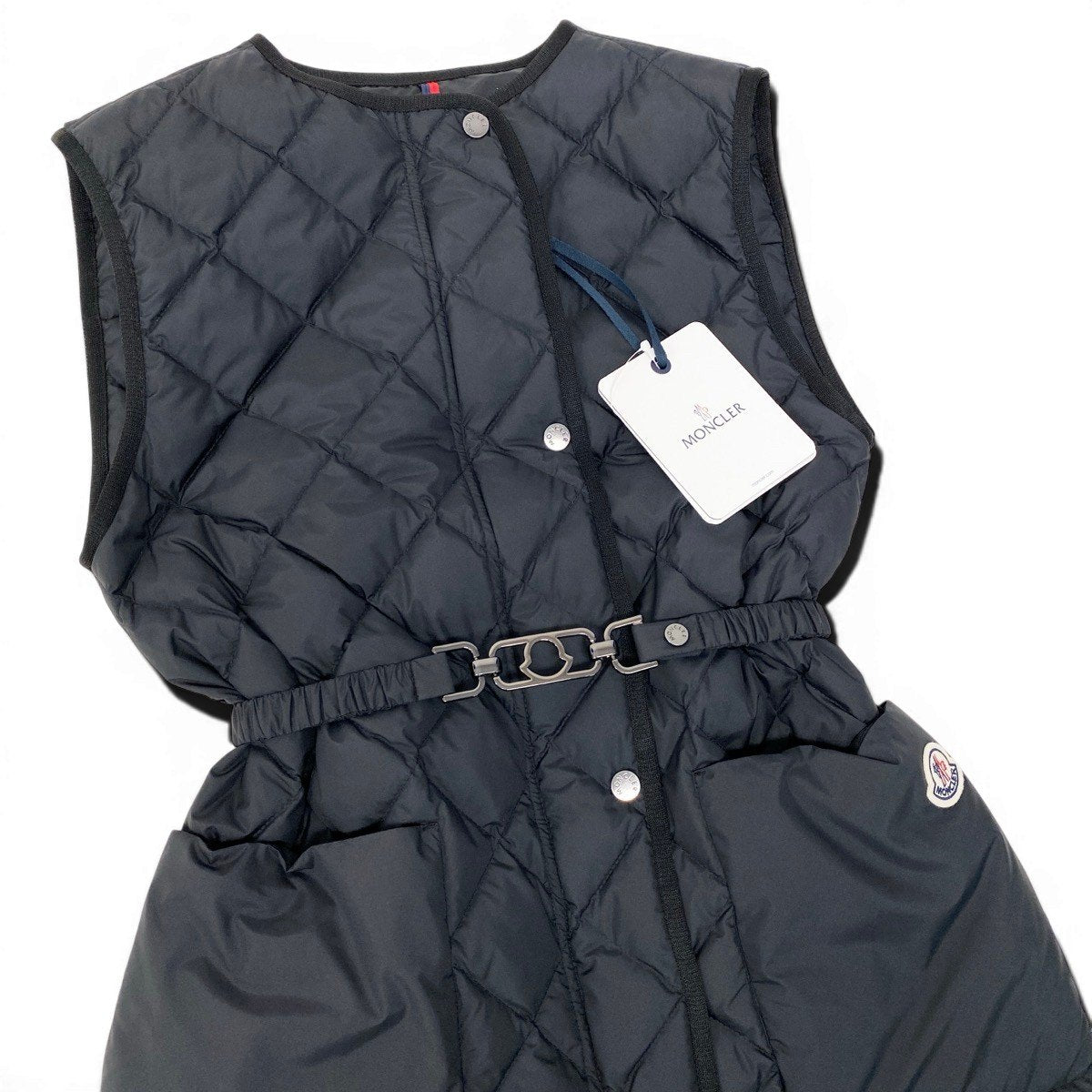 77g23 【未使用タグ付】 MONCLER モンクレール 定価 \236,500 Butor Vest  ロング ダウンベスト I20931A00072 サイズ0 ブラック レディースt18r