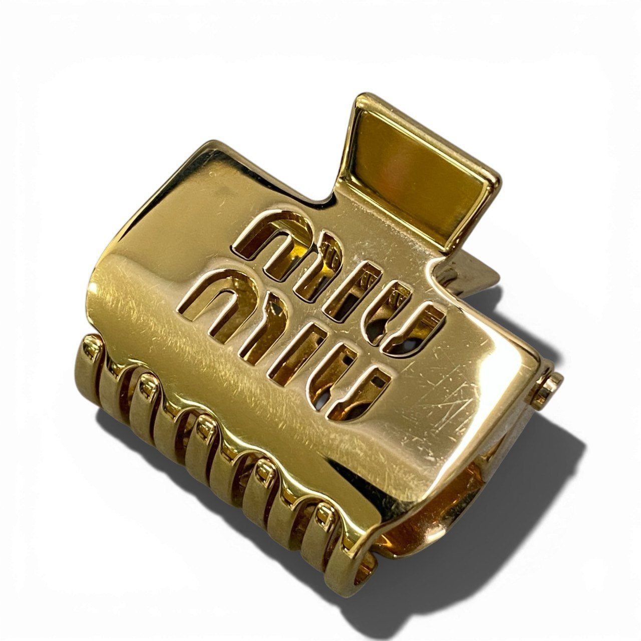 c4 【美品】miu miu ミュウミュウ ゴールド メタル ヘアクリップ レディース 女性用 ヘアアクセサリーta1