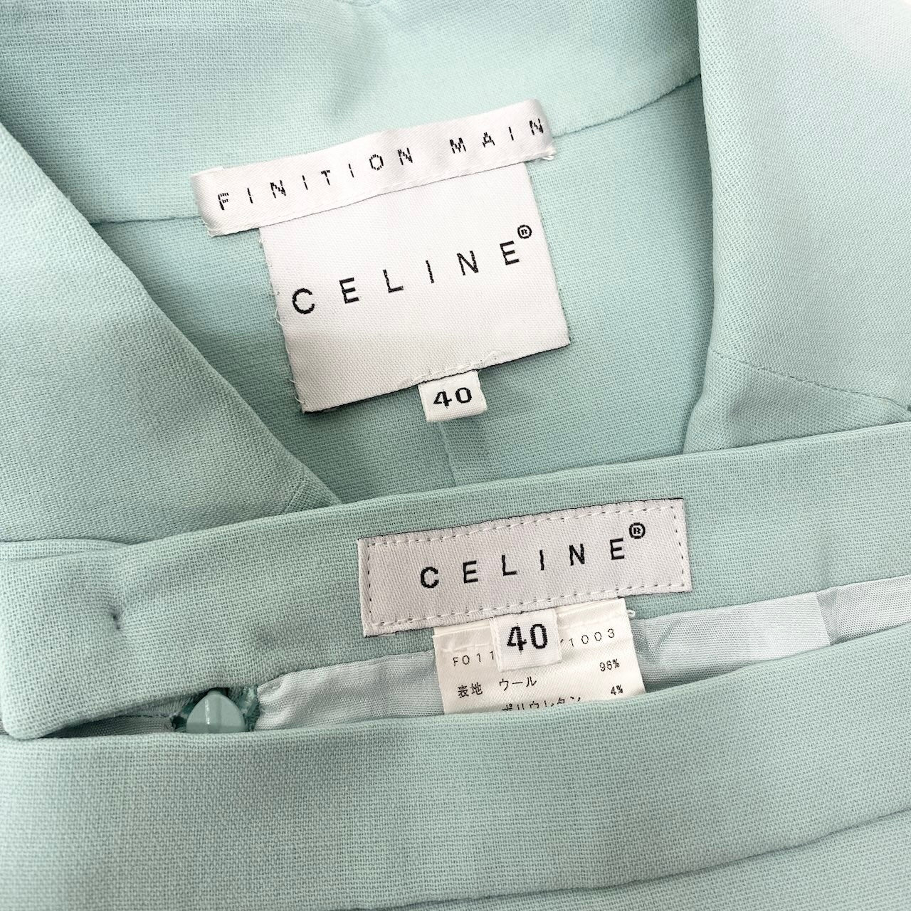 Ed22 CELINE セリーヌ スカートセットアップ ジャケット スカート フランス製 40サイズ ブルー系 レディース 女性用nu1