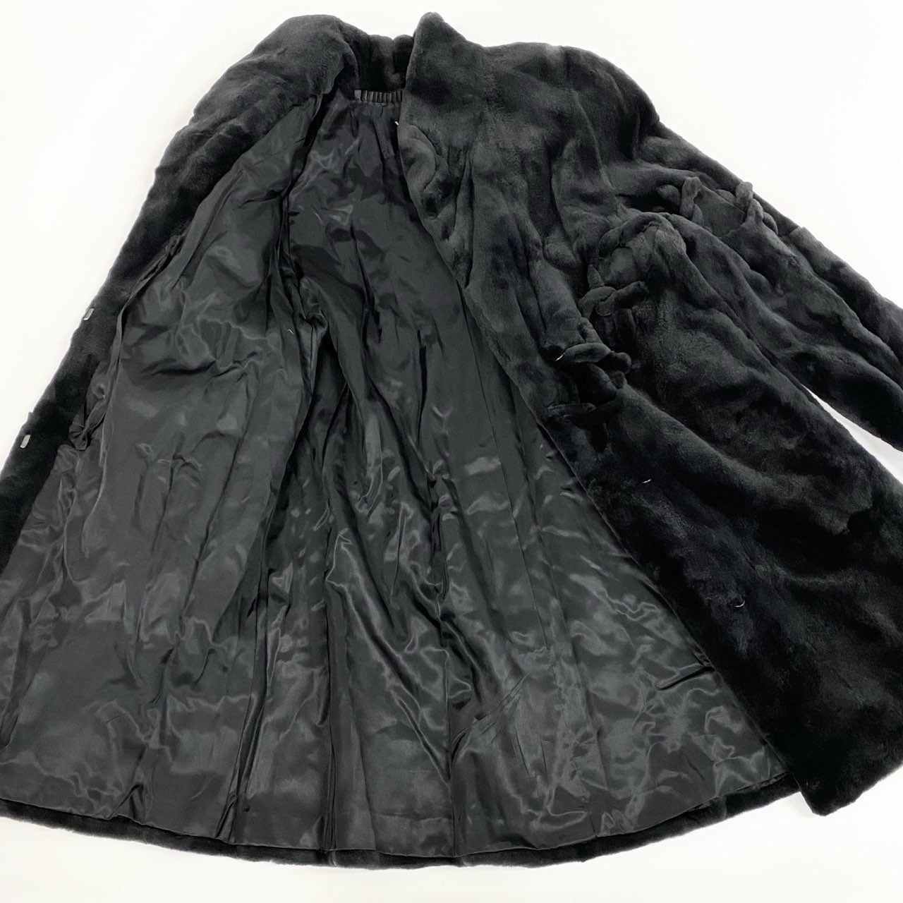 53k10 VALENTINO ヴァレンティノ SAGA MINK サガミンク 銀サガ シェアードミンク ロングコート F ブラック 最高級本毛皮 クロスロープデザインt18r