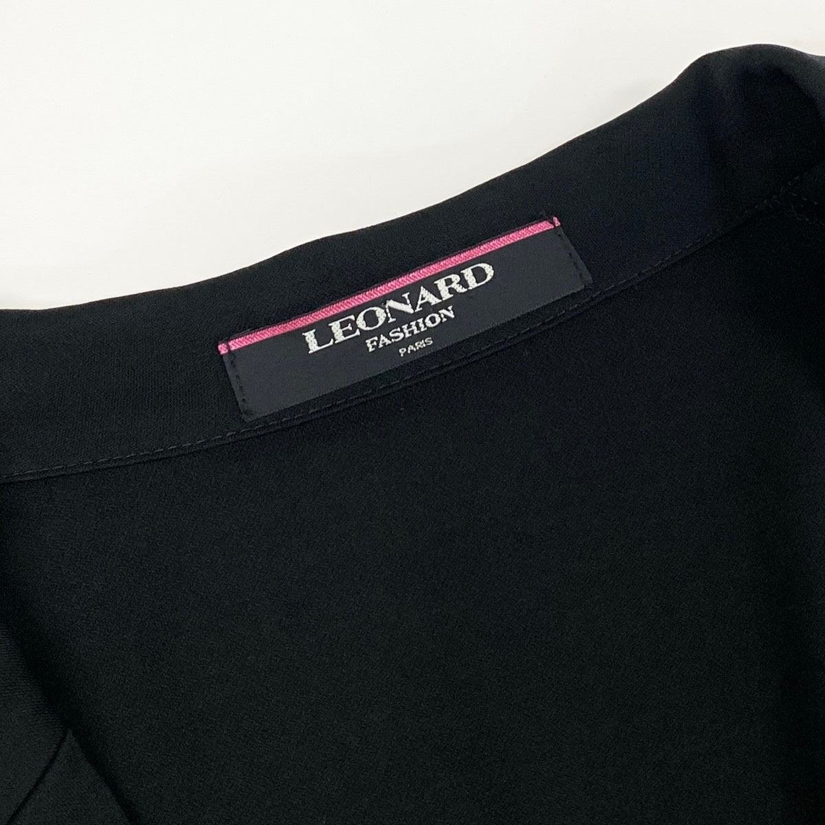 6i14 LEONARD レオナール 薄手ジャケット カーディガン カンカン素材 長袖 トップス 0121551 M ブラック レッド レディース 女性用u02t