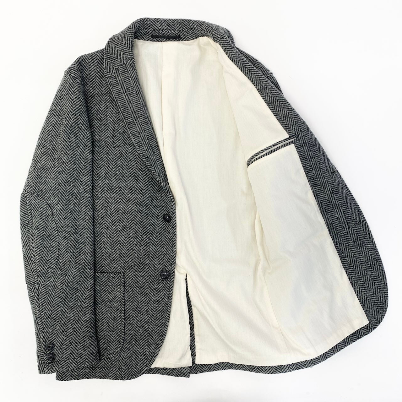 55d30 【美品】 J.PRESS Jプレス ジェイプレス RED LABEL テーラードジャケット へリンボーン 日本製 サイズL グレー メンズ 紳士服u02t
