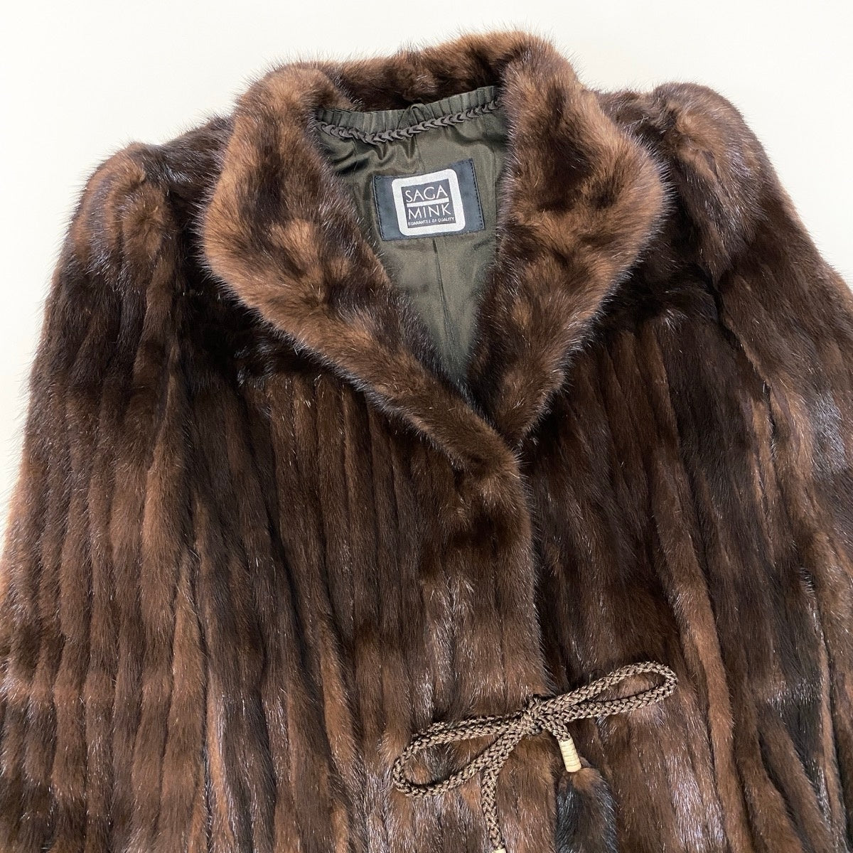 7g29 SAGA MINK サガミンク 銀サガ ミンクコート デミバフミンク ドローコード付 9号 ブラウン MINK FUR レディースu02t