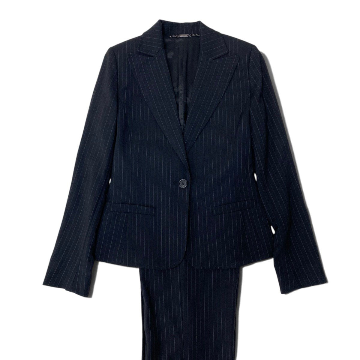 22i28 DOLCE&GABBANA ドルチェアンドガッパーナ スーツセットアップ テーラードジャケット スラックス ストライプ 40サイズ ブラック レディース 女性用u02t