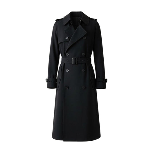 37d14 【美品】 POLO RALPH LAUREN ポロラルフローレン トレンチコート スプリングコート ロング レザーベルト  サイズ12 180/104A ブラック メンズ 紳士服u02t