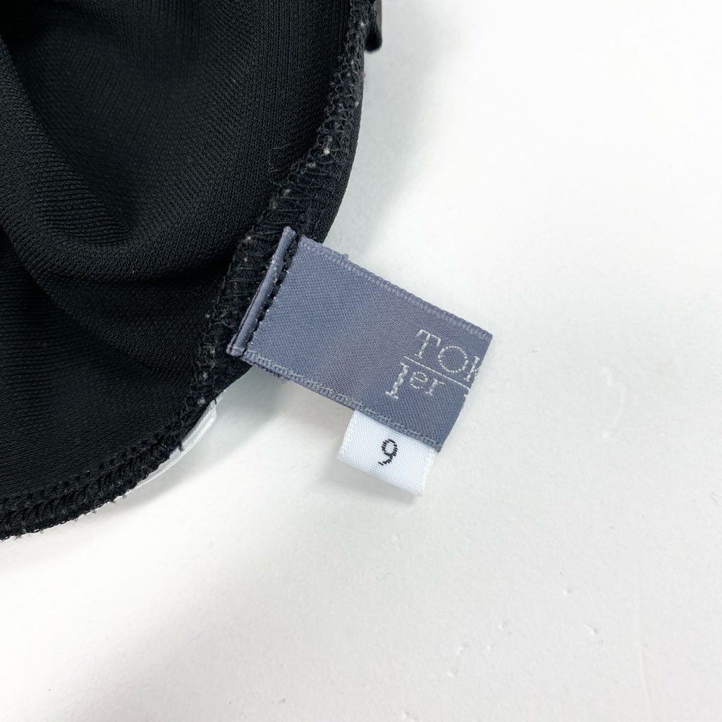 83L22 【美品】TOKUKO 1er VOL トクコプルミエヴォル ノースリーブワンピース 膝丈ワンピース チュールフリル ストレッチ素材 9サイズ ブラック レディースu02t