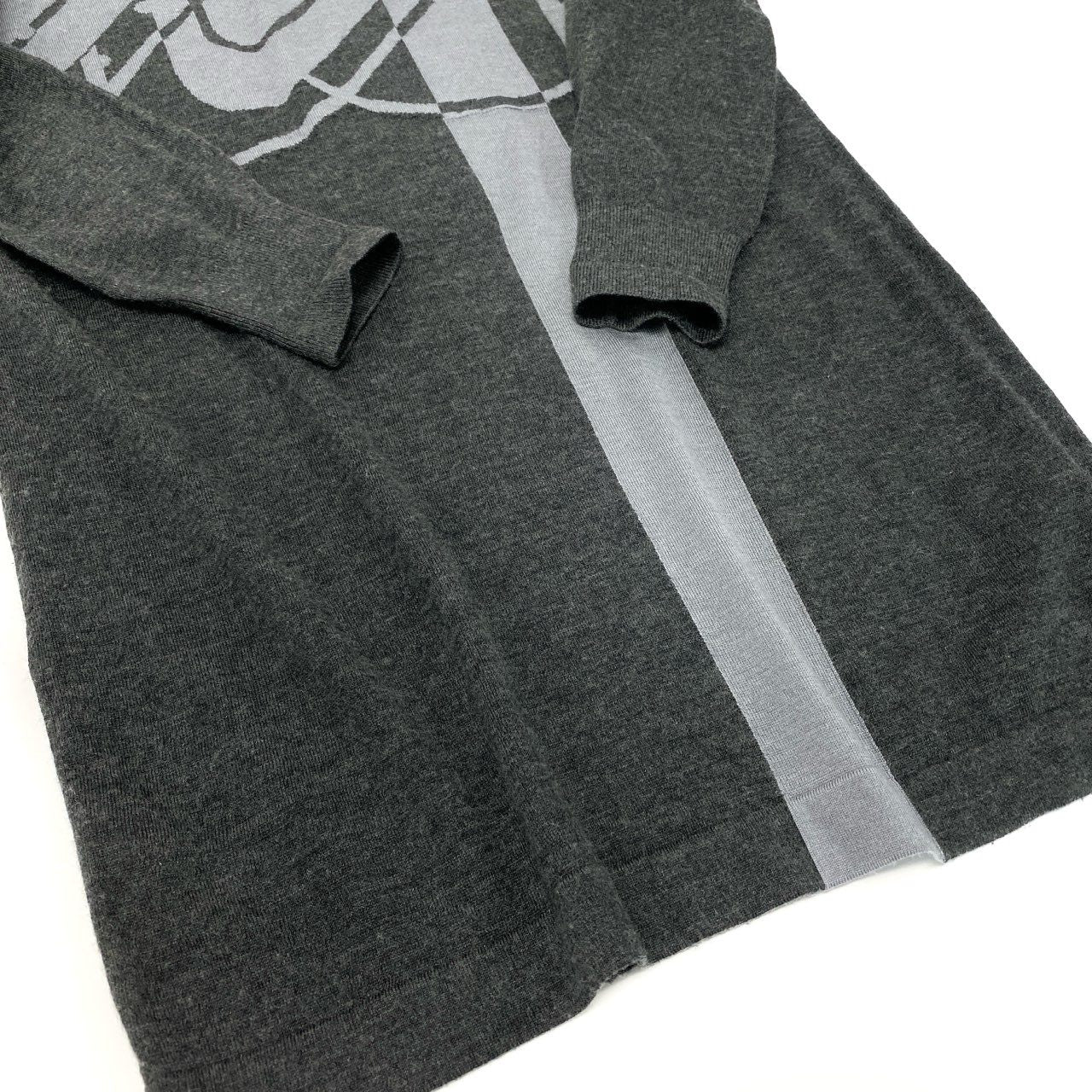 66l1 HERMES エルメス CLIC CLAC クリッククラック ニットワンピース ロングスリーブ カシミヤシルク混 ドット柄 水玉 レディース 女性用 17-7707 34 ダークグレーu02t