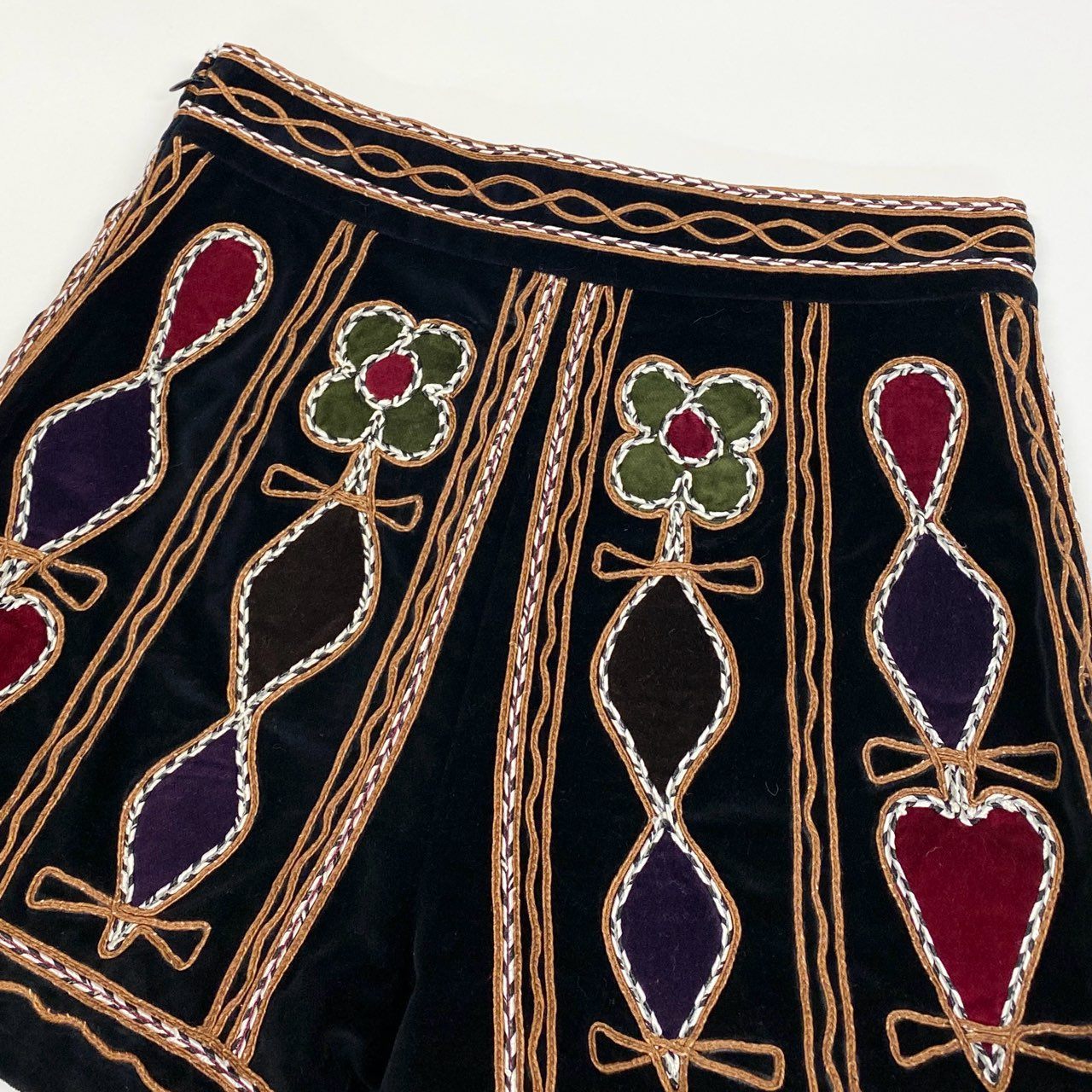 Ec2 Christian Dior クリスチャンディオール 刺繍デザイン ベルベット ショートパンツ ボトム サイズ38 レディースk02i