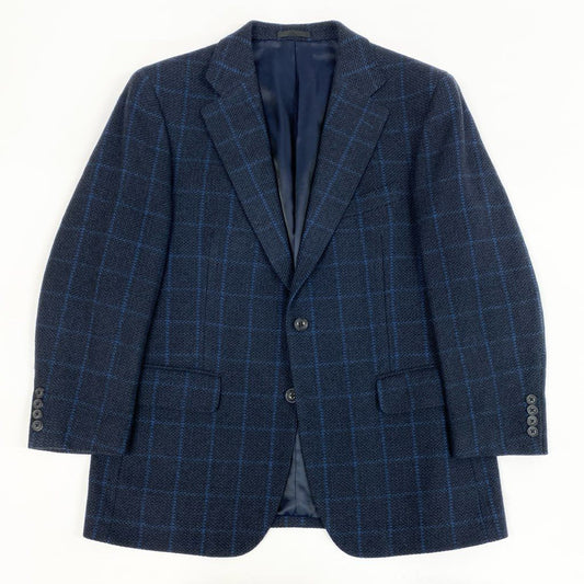 23L22 BURBERRY バーバリー テーラージャケット ツイードジャケット カシミヤジャケット チェック柄  BB5サイズ ネイビー カシミヤ100％ メンズo07t
