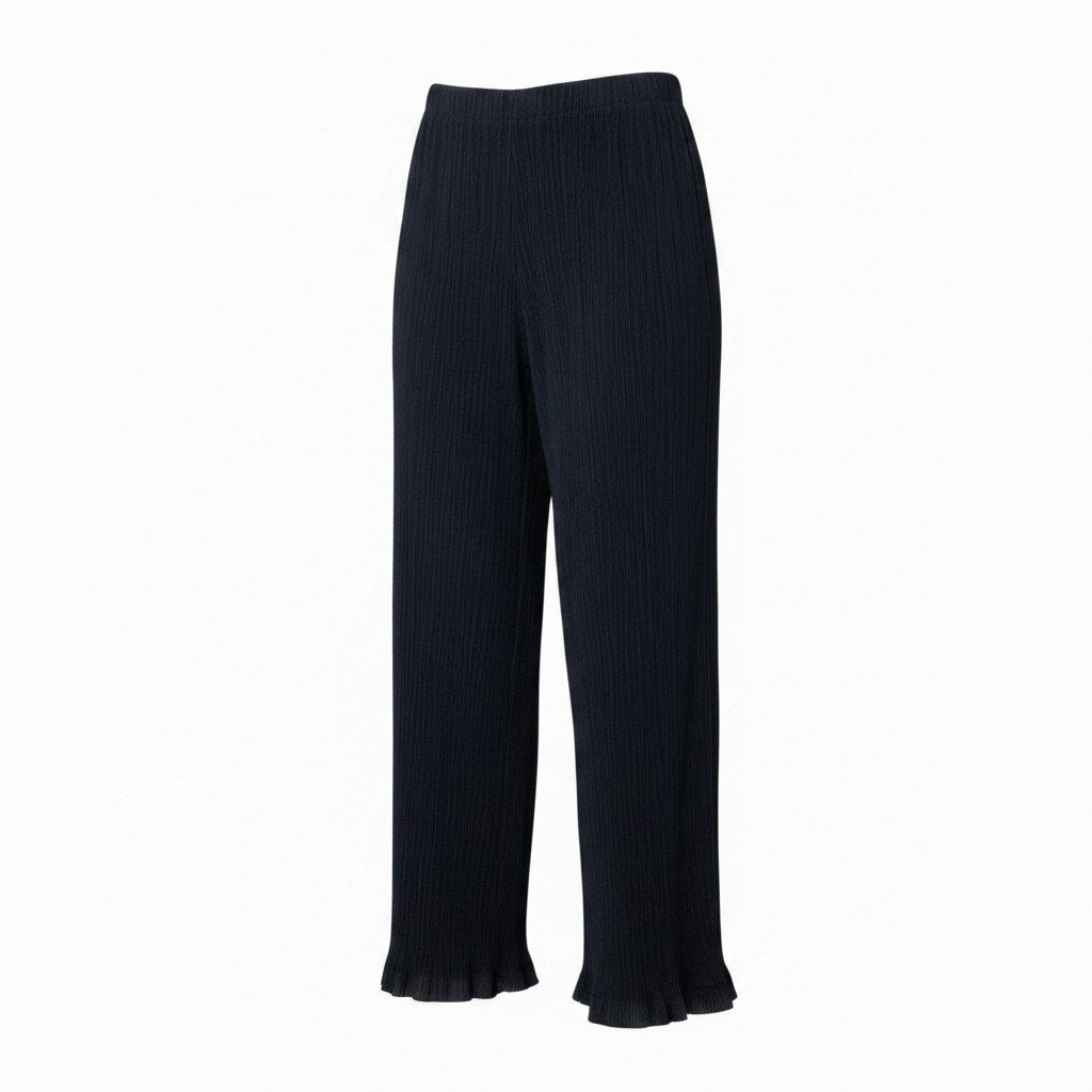 Af6 ISSEY MIYAKE イッセイミヤケ プリーツ ロングパンツ サイズ2 ブラック ポリエステル100％ レディース女性用u02t