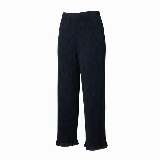 Af6 ISSEY MIYAKE イッセイミヤケ プリーツ ロングパンツ サイズ2 ブラック ポリエステル100％ レディース女性用u02t