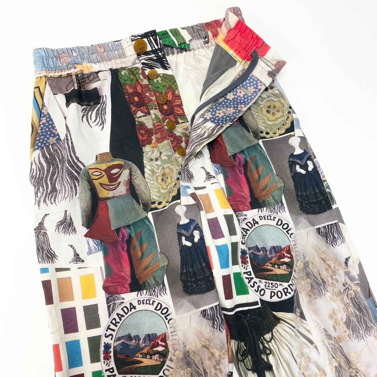 84c27【美品】Vivienne Westwood MAN ヴィヴィアンウエストウッド マン 23SS ムードボードプリント テーパードパンツ ボタンフライ パンツボトム VW-V1-72737 44サイズ マルチカラー コットン100％ メンズ 男性用u02t