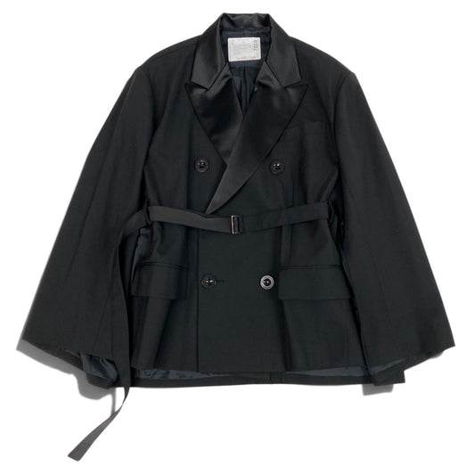 Aj19 【極美品】 sacai サカイ 24年 Suiting Jacket スーチングジャケット ダブルブレスト サイズ1 ブラック レディースu02t