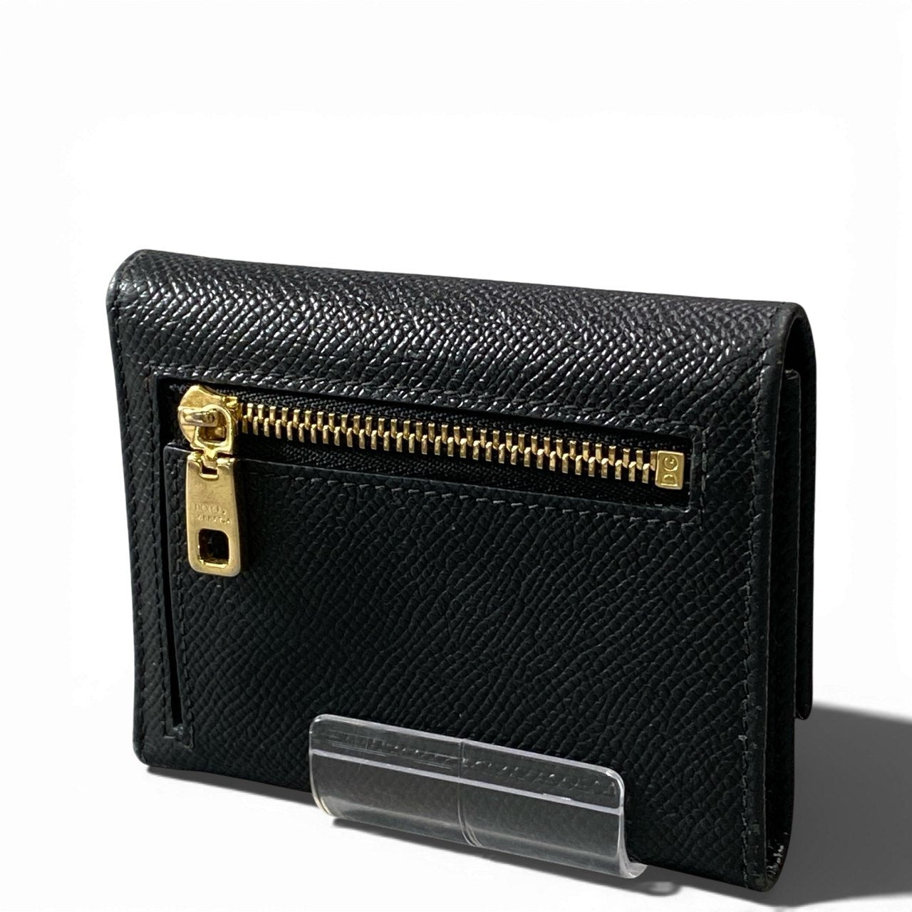 a6 DOLCE&GABBANA ドルチェアンドガッパーナ 三つ折り財布 ウォレット DGロゴ ラインストーン ブラック レザー 本革 レディースk02i