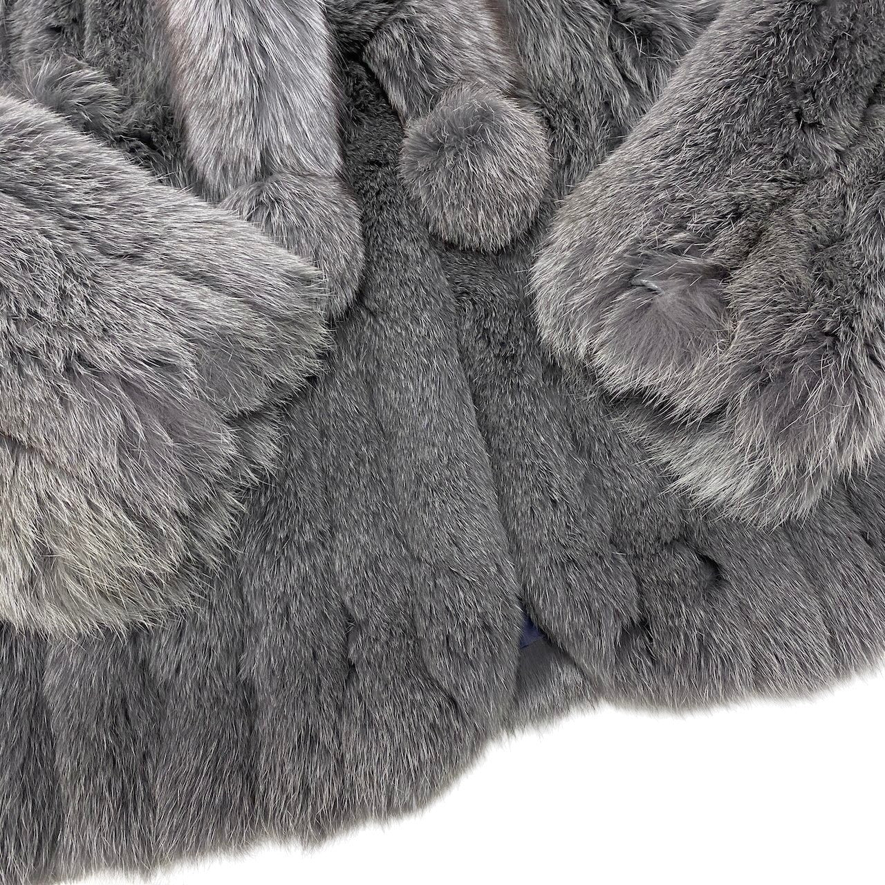 72g4 ROTINY ロティニー フォックスファー 染めフォックス 毛皮コート 本毛皮 M グレー系 FOX FUR レディースo07t