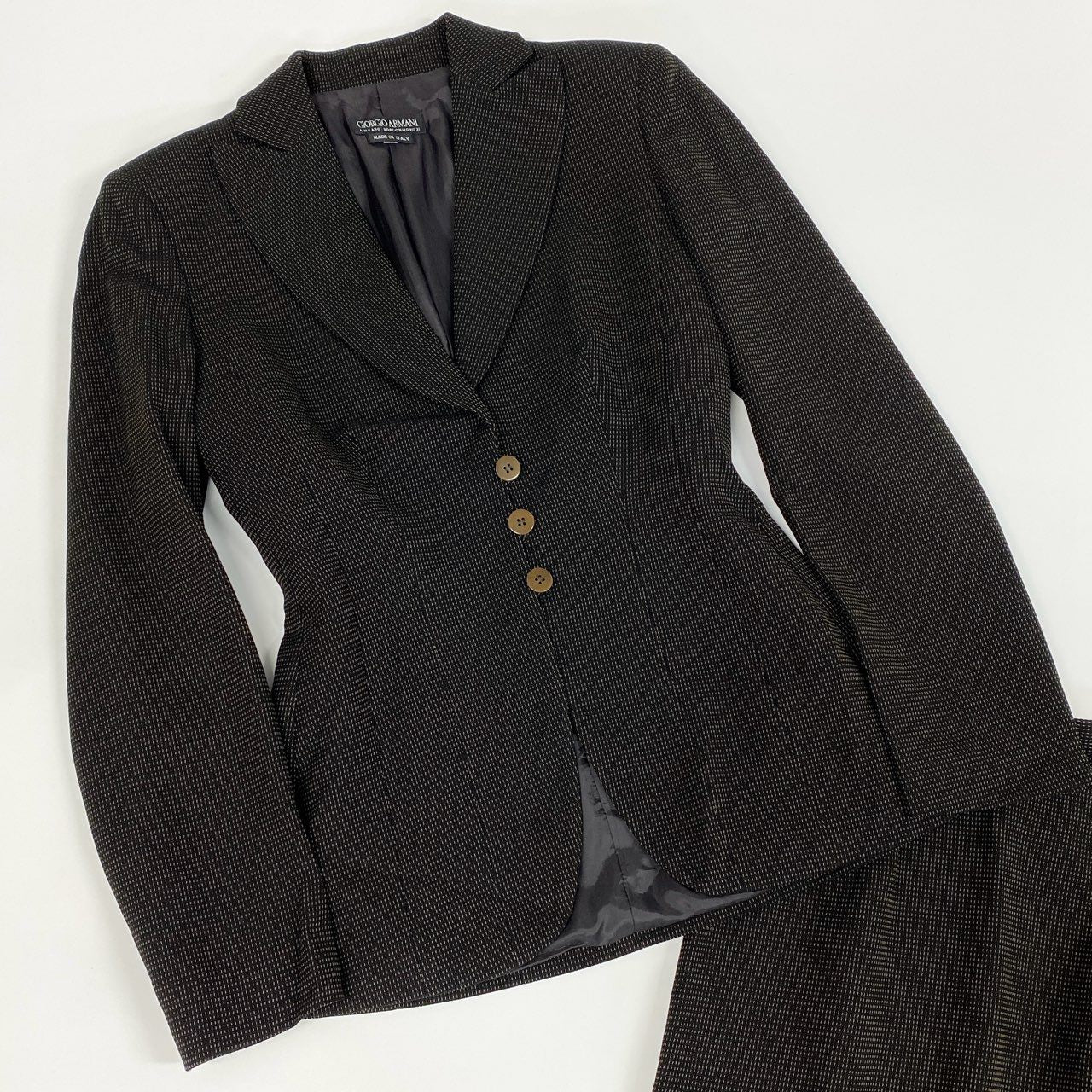 Ed6 GIORGIO ARMANI ジョルジオアルマーニ セットアップ スカートスーツ フォーマル  サイズ38 ブラック レディース 女性服u02t