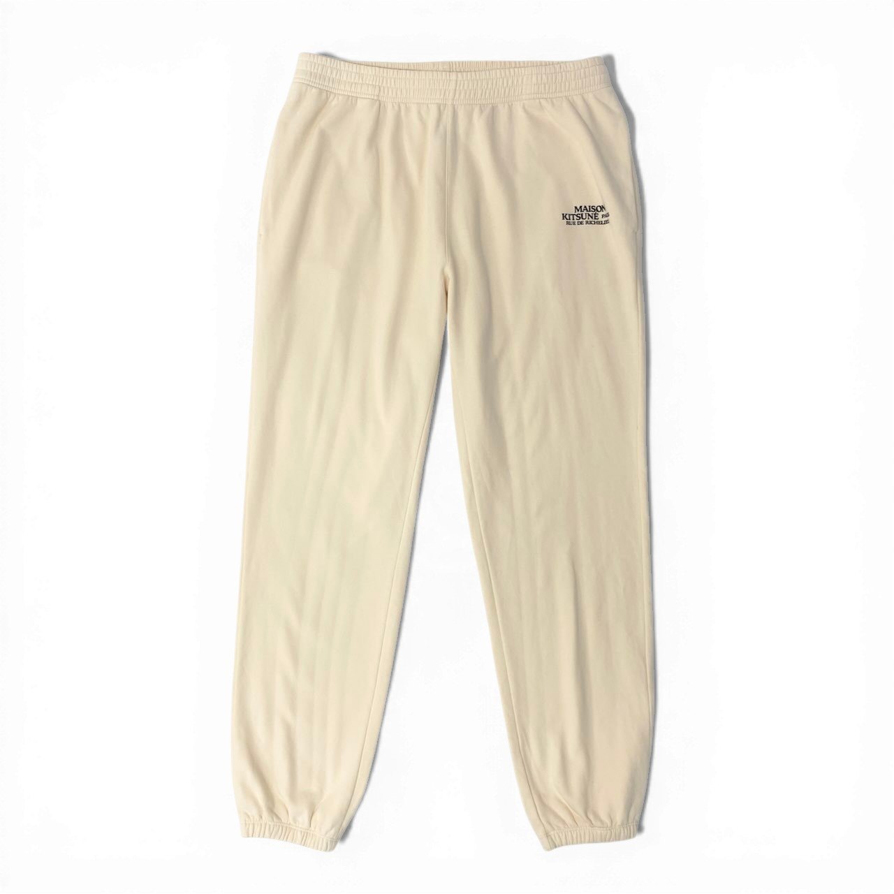 63c30 【新品保管品】MAISON KITSUNE メゾンキツネ コットンジョグパンツ スウェットパンツ ロゴプリント ボトムス 裏起毛 IM01304KM0022 XLサイズ アイボリー コットン100％ メンズ 男性用o07t