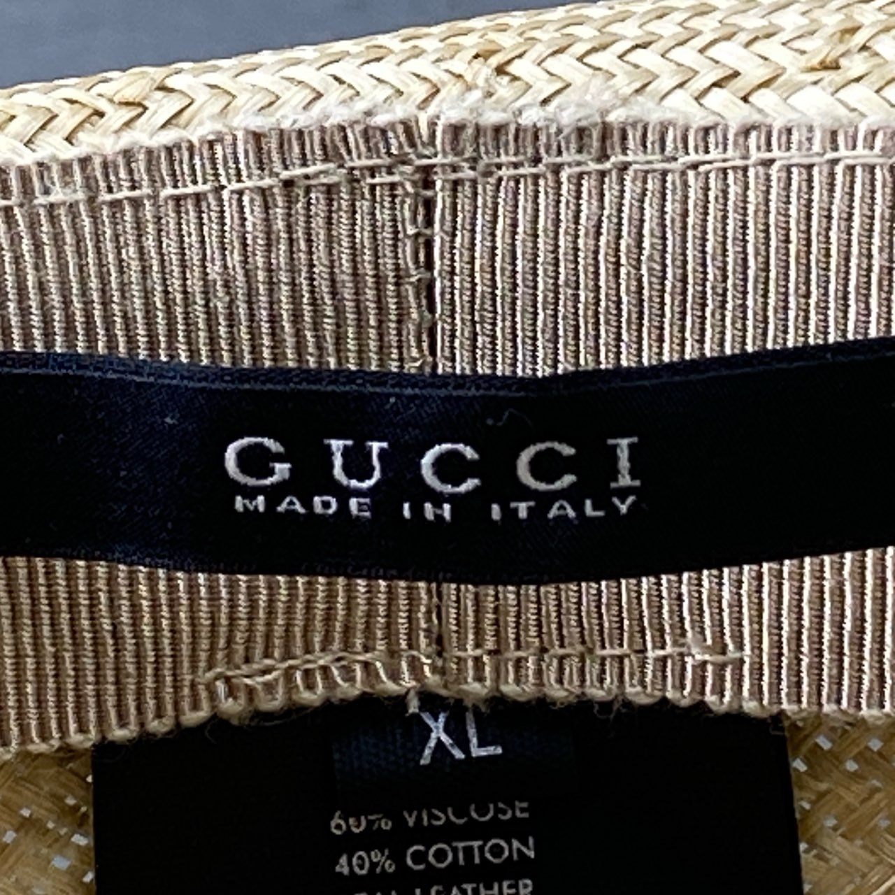 f20 《美品》 GUCCI グッチ ストローハット パナマハット XL ベージュ 麦わら帽子 HAT 中折れ イタリア製