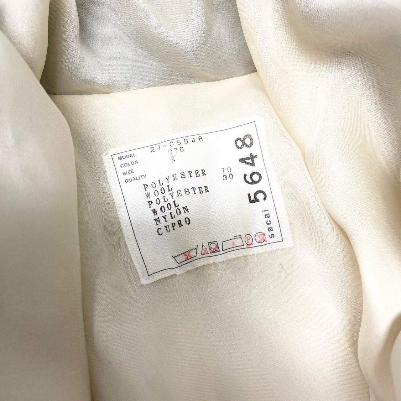 75c4 sacai サカイ Suiting Mix Jacket テーラードジャケット レイヤードジャケット 21-05648 2サイズ グレー レディース 女性用o07t