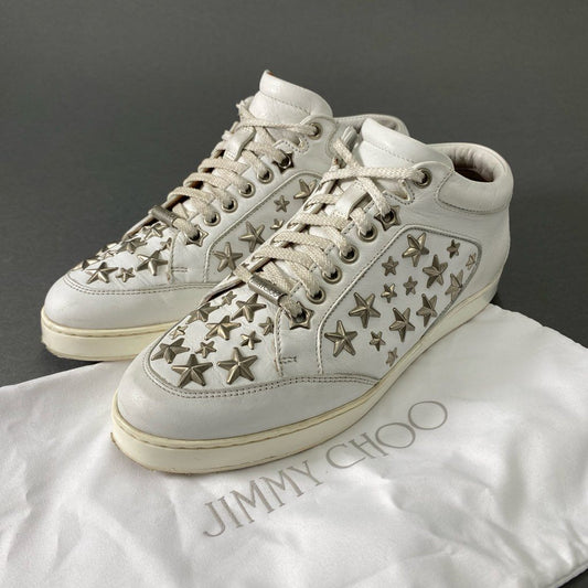 6d12 JIMMY CHOO ジミーチュウ スタースタッズ スニーカー 36 ホワイト レザー イタリア製 Star Sneaker