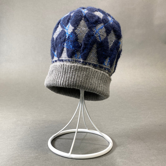 g29 Vivienne Westwood ヴィヴィアンウエストウッド オーブ刺繍 ニット帽 ビーニー アーガイル模様 ネイビー グレー メンズ 男性用k02i