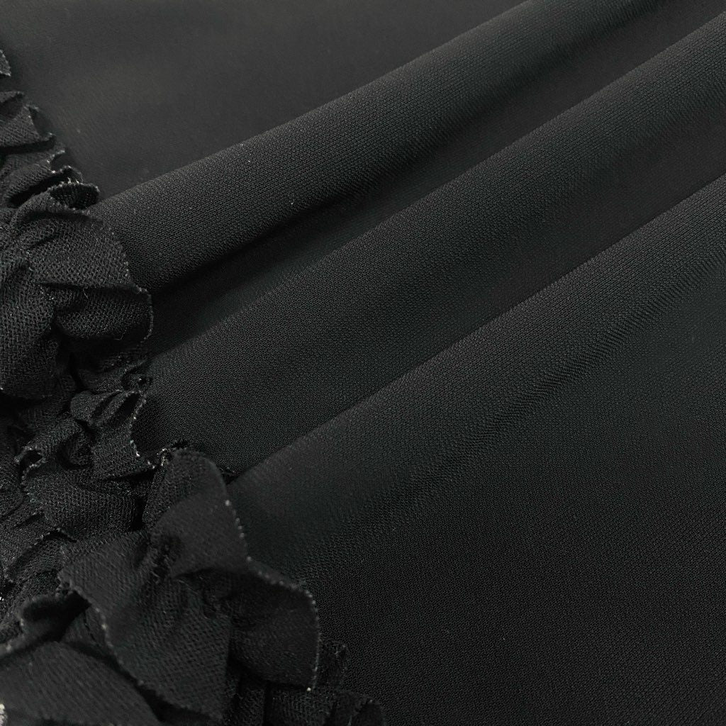 37L22 【美品】TOKUKO 1er VOL トクコプルミエヴォル ノースリーブチュニック チュニックカットソー 裾フリル ストレッチ素材 9サイズ ブラック レディースu02t