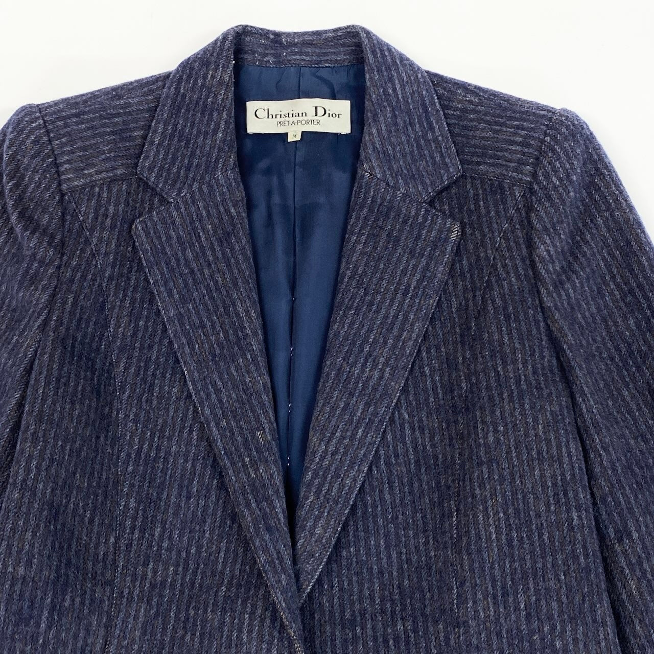 44d27 Christian Dior クリスチャンディオール テーラードジャケット ウールジャケット ストライプ柄 シングル 2B サイズM ネイビー メンズ 紳士服u02t