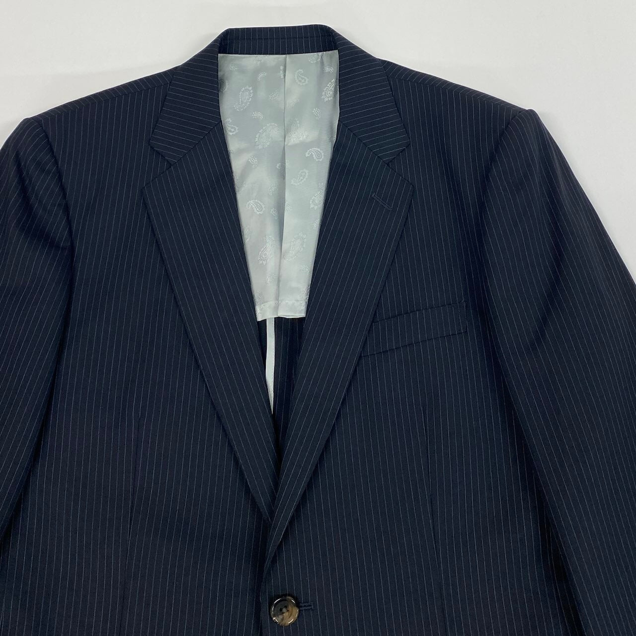 23e14 【美品】allegri アレグリ スーツセットアップ テーラードジャケット スラックス ストライプ 日本製 ネイビー メンズ 男性用u02t