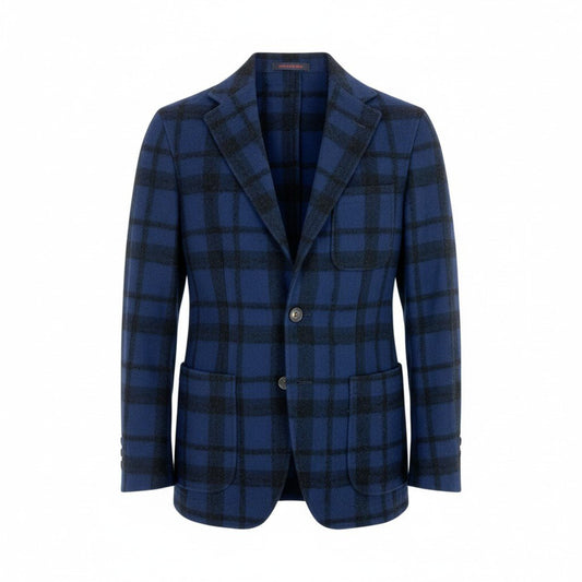 7L5【美品】THE GIGI ザジジ ANGIE MI テーラードジャケット シングルジャケット チェック柄 イタリア製 42サイズ ネイビー ブラック メンズu02t