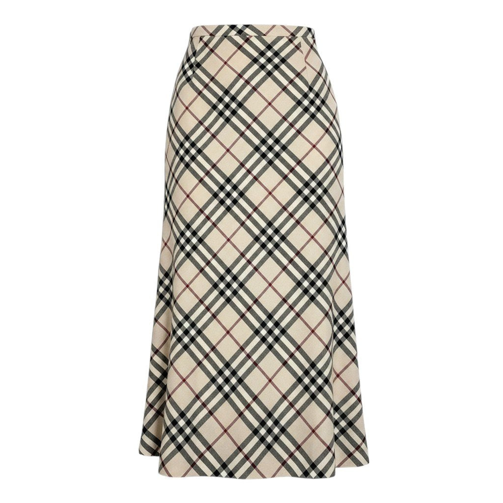 Ii4 【美品】 BURBERRY LONDON バーバリーロンドン ノバチェック ロングスカート サイズ36 ベージュ ウール レディースk02i