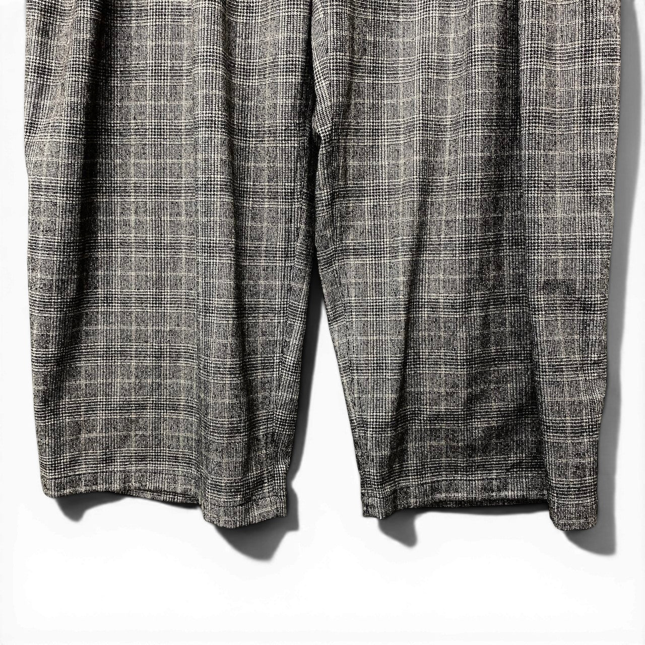 71f16【美品】 Sasquatchfabrix. サスクワッチファブリックス Big Silhouette Pants Super100's グレンチェック ストレートパンツ サイズL グレー メンズ 紳士服u02t