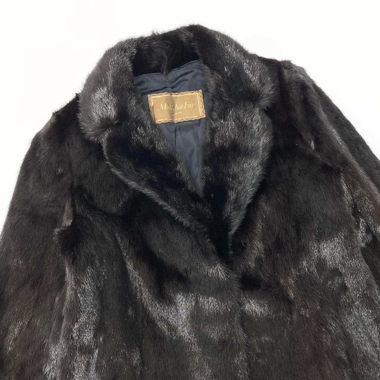 57c24 Moonbat Fur 金タグ ダークミンク ファーコート サイズ11 ブラック 本毛皮 Mink Fur Coat 毛質◎t18r