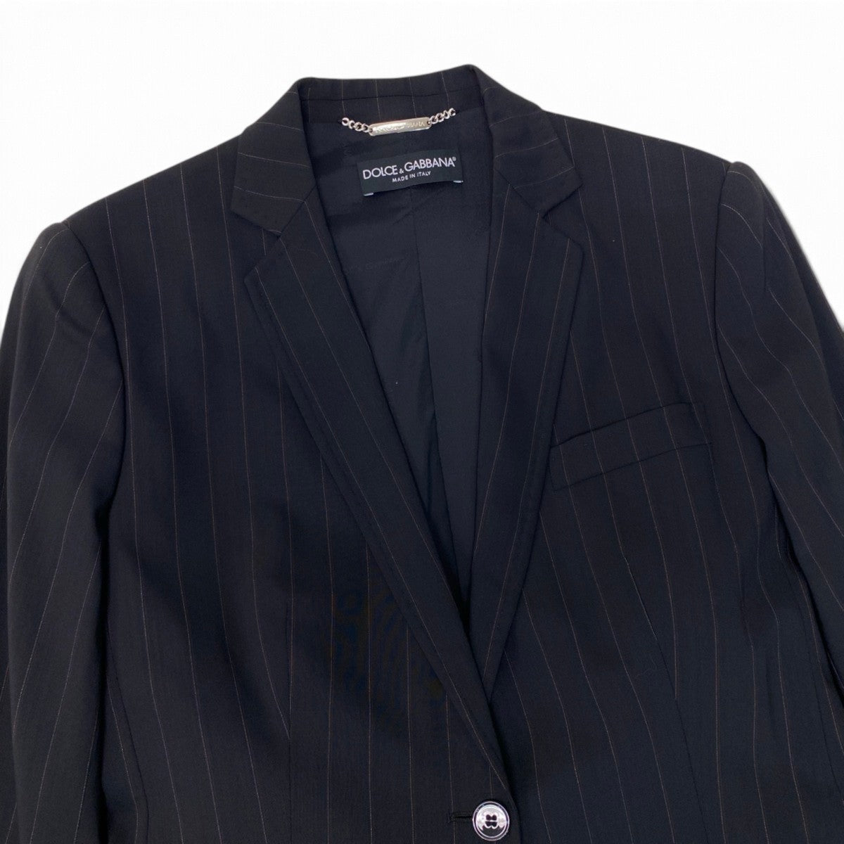 40i28 DOLCE&GABBANA ドルチェアンドガッパーナ スーツセットアップ テーラードジャケット スラックス ストライプ 42サイズ ブラック レディース 女性用u02t