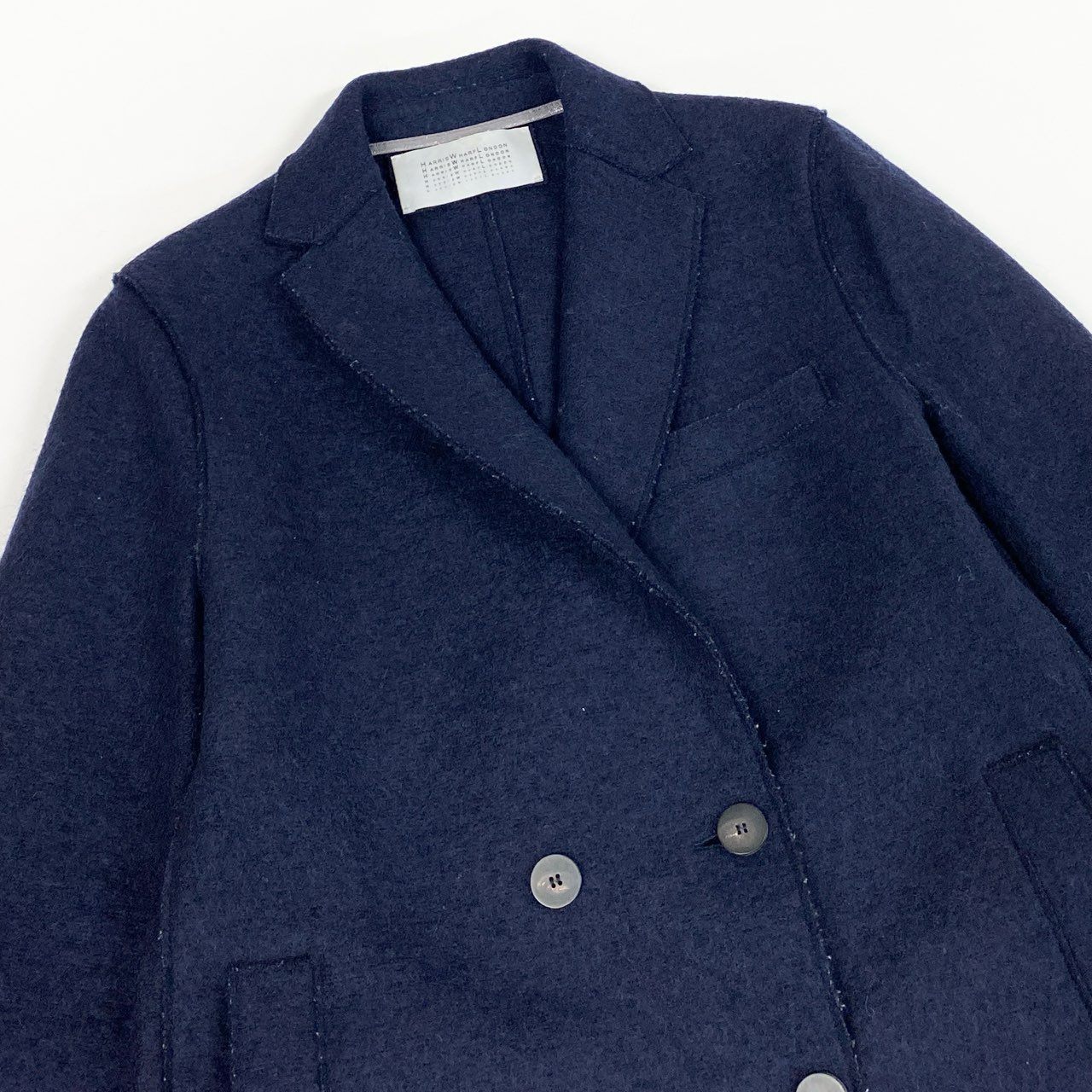 12L15 HARRIS WHARF LONDON ハリスワーフロンドン チェスターコート ロングコート アウター ダブルブレスト 40 ネイビー ウール レディースk02i