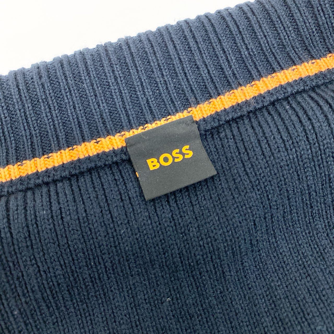 71i26 HUGO BOSS ヒューゴボス ドライバーズニット ジャケット XL ネイビー ロゴパッチ カーディガン 紳士服t18r