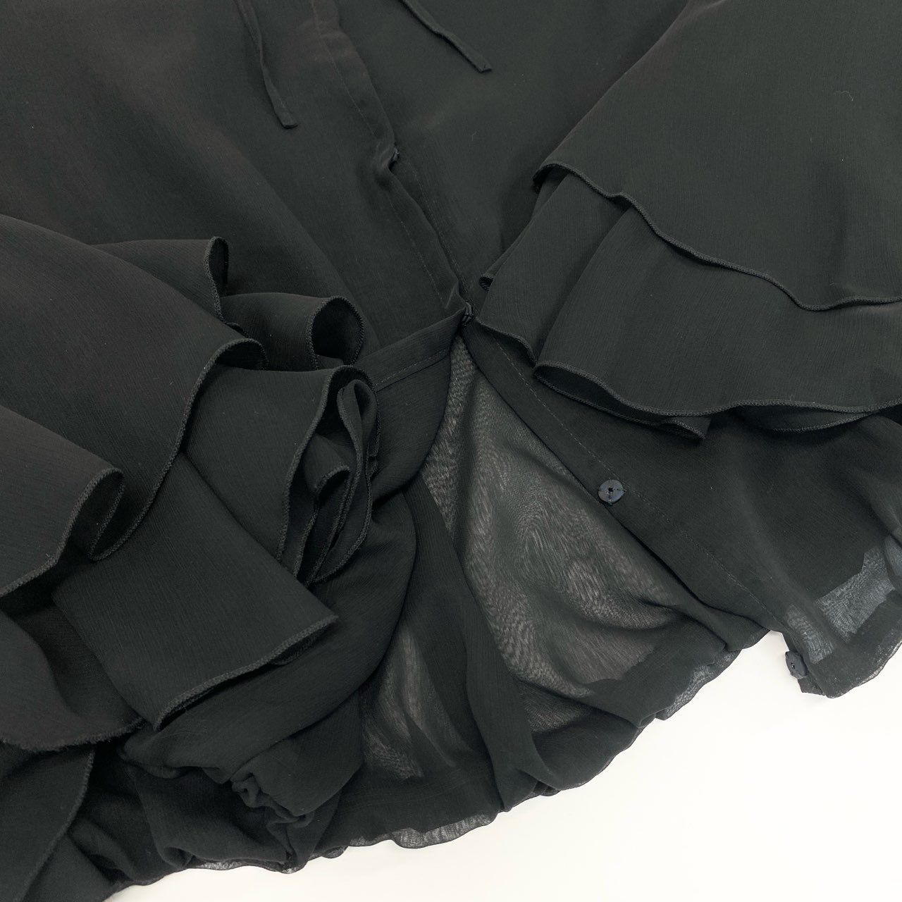20Ⅼ2 《美品》 TOKUKO 1er VOL トクコプルミエヴォル バルーン シアーシャツ 長袖ブラウス フリルスリーブ レディース 女性用 9 ブラックu02t